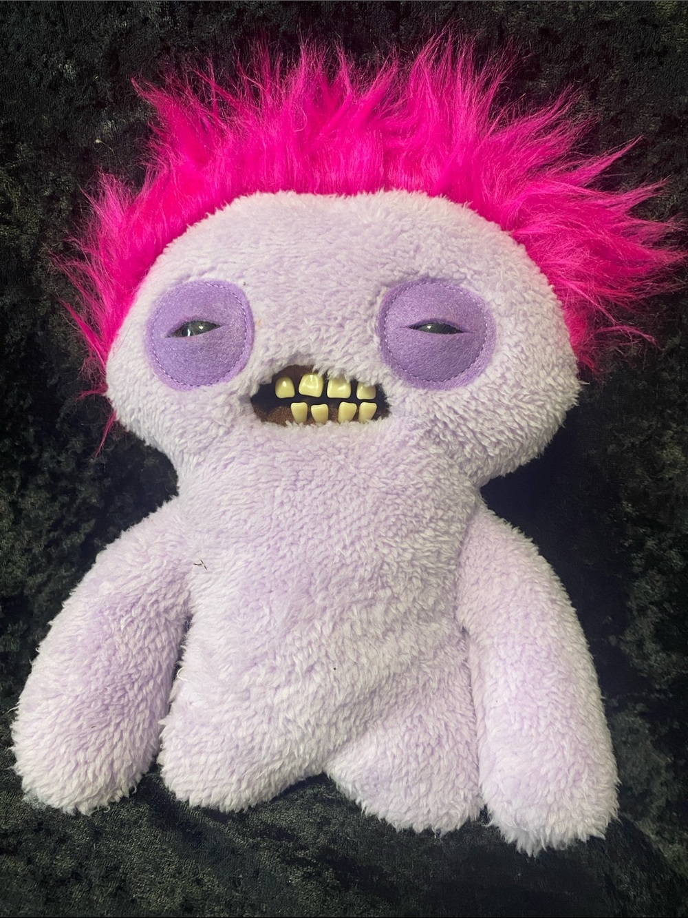 Fuggler Lavender Plush Monster Toy with Hot Pink Hair